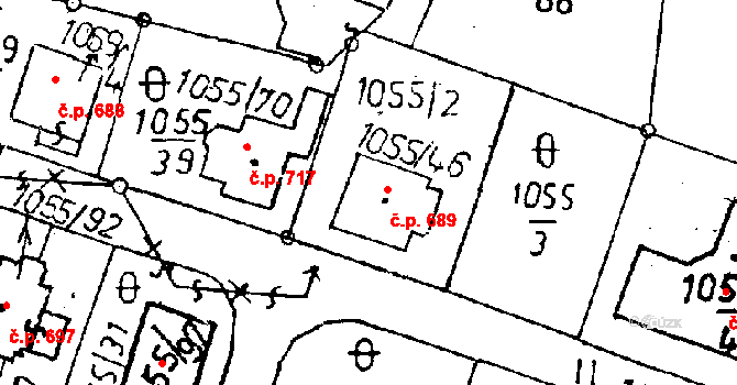 Rychnov u Jablonce nad Nisou 689 na parcele st. 1055/46 v KÚ Rychnov u Jablonce nad Nisou, Katastrální mapa