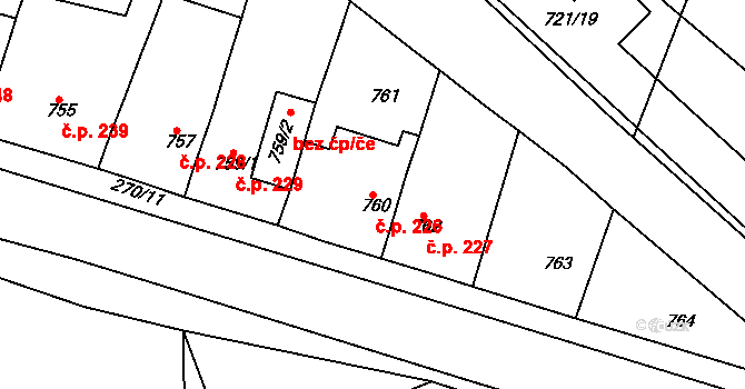 Řetenice 226, Teplice na parcele st. 760 v KÚ Teplice-Řetenice, Katastrální mapa