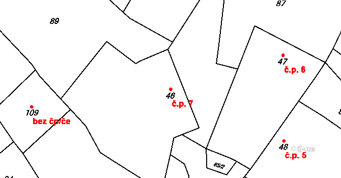 Volfířov 7 na parcele st. 46 v KÚ Volfířov, Katastrální mapa