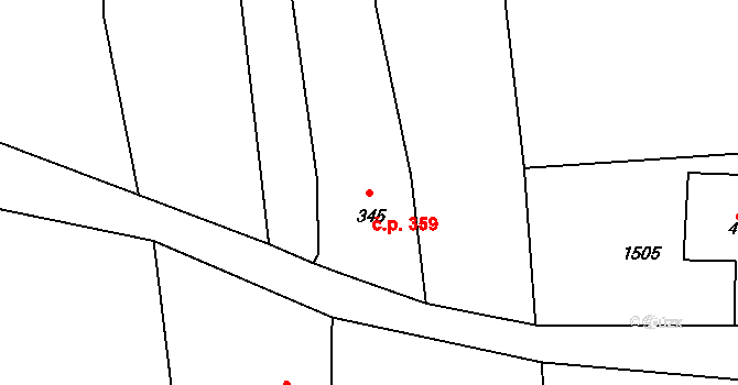 Rumburk 3-Dolní Křečany 359, Rumburk na parcele st. 345 v KÚ Dolní Křečany, Katastrální mapa