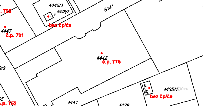 Liberec III-Jeřáb 775, Liberec na parcele st. 4442 v KÚ Liberec, Katastrální mapa