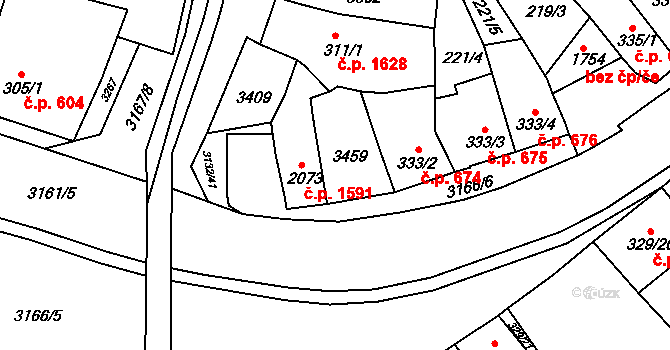 Ivančice 673 na parcele st. 333/1 v KÚ Ivančice, Katastrální mapa