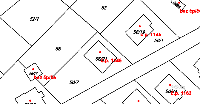 Ráj 1146, Karviná na parcele st. 56/21 v KÚ Ráj, Katastrální mapa