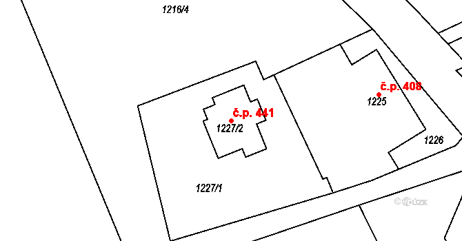 Bludovice 441, Havířov na parcele st. 1227/2 v KÚ Bludovice, Katastrální mapa
