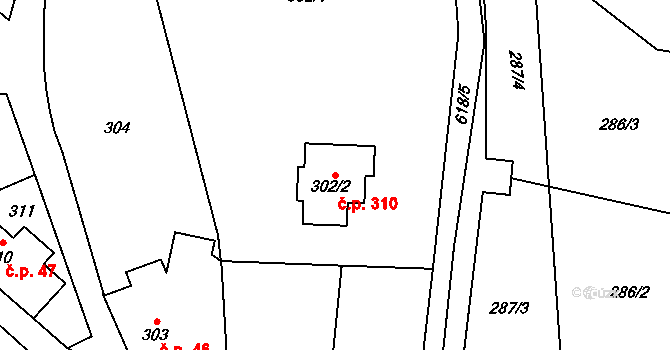 Kaňk 310, Kutná Hora na parcele st. 302/2 v KÚ Kaňk, Katastrální mapa