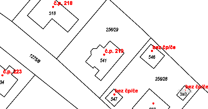 Jarošov nad Nežárkou 219 na parcele st. 541 v KÚ Jarošov nad Nežárkou, Katastrální mapa