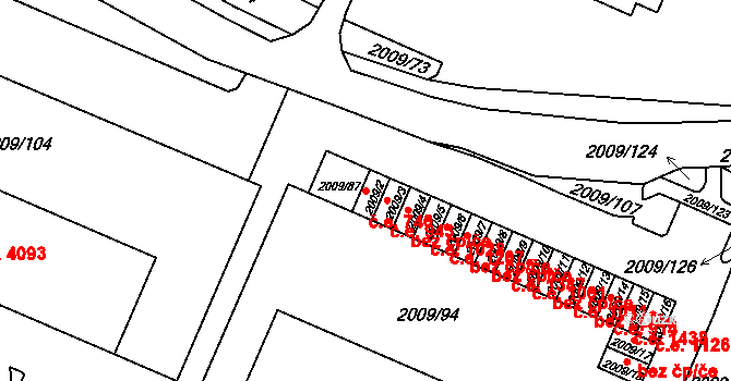 Chomutov 740 na parcele st. 2009/2 v KÚ Chomutov I, Katastrální mapa