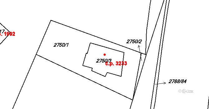 Česká Lípa 3233 na parcele st. 2750/3 v KÚ Česká Lípa, Katastrální mapa
