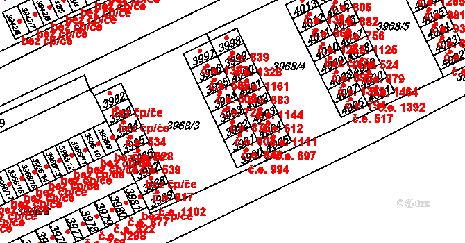 Chomutov 603 na parcele st. 3992 v KÚ Chomutov I, Katastrální mapa