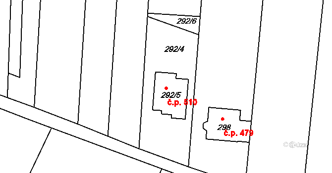 Moravský Žižkov 510 na parcele st. 292/5 v KÚ Moravský Žižkov, Katastrální mapa