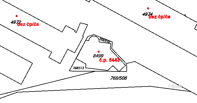 Zlín 5443 na parcele st. 8499 v KÚ Zlín, Katastrální mapa