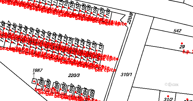 Neratovice 43038000 na parcele st. 1131 v KÚ Neratovice, Katastrální mapa