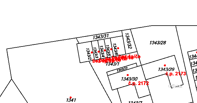 Litvínov 43652000 na parcele st. 1343/3 v KÚ Horní Litvínov, Katastrální mapa