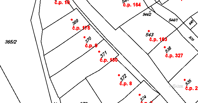 Bošovice 150 na parcele st. 371 v KÚ Bošovice, Katastrální mapa