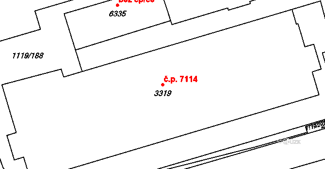 Zlín 7114 na parcele st. 3319 v KÚ Zlín, Katastrální mapa