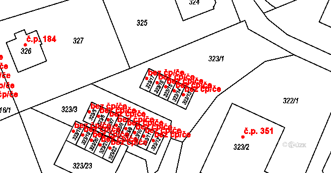 Liberec 50525000 na parcele st. 323/15 v KÚ Dolní Hanychov, Katastrální mapa