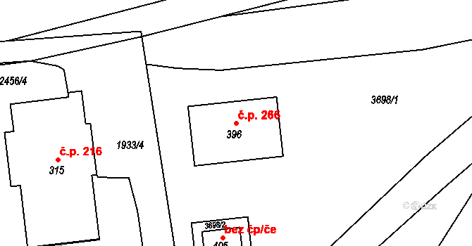 Lukavice 266 na parcele st. 396 v KÚ Lukavice u Rychnova nad Kněžnou, Katastrální mapa