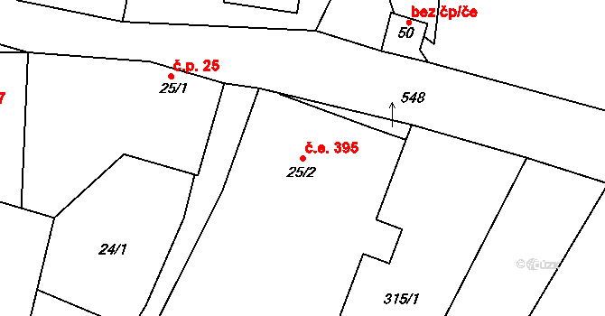 Svárov 395, Velké Opatovice na parcele st. 25/2 v KÚ Svárov u Velkých Opatovic, Katastrální mapa
