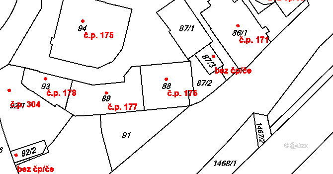 Vimperk II 176, Vimperk na parcele st. 88 v KÚ Vimperk, Katastrální mapa
