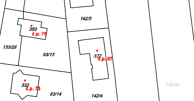 Štíhlice 97 na parcele st. 372 v KÚ Štíhlice, Katastrální mapa