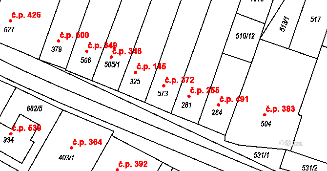 Šakvice 372 na parcele st. 573 v KÚ Šakvice, Katastrální mapa