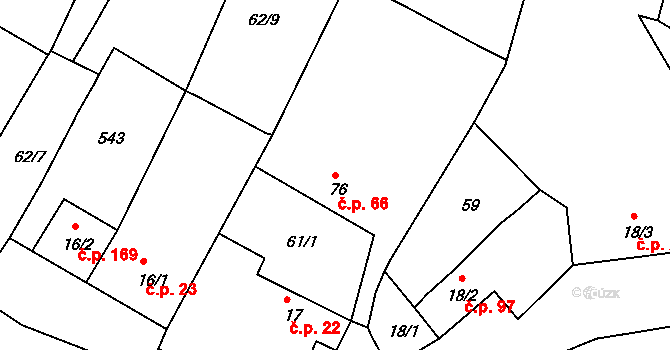Žopy 66, Holešov na parcele st. 76 v KÚ Žopy, Katastrální mapa