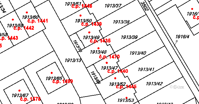 Holešov 1470 na parcele st. 1913/48 v KÚ Holešov, Katastrální mapa