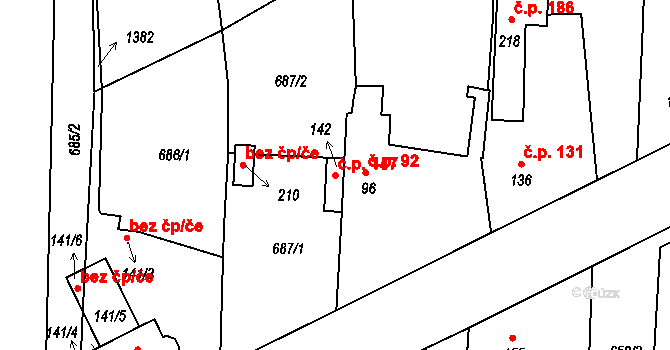 Mantov 147, Chotěšov na parcele st. 142 v KÚ Mantov, Katastrální mapa
