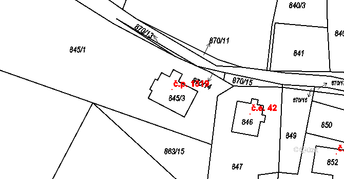 Vejprty 1319 na parcele st. 845/3 v KÚ Vejprty, Katastrální mapa