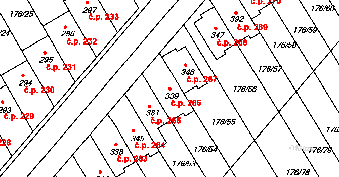 Vrbátky 266 na parcele st. 339 v KÚ Vrbátky, Katastrální mapa