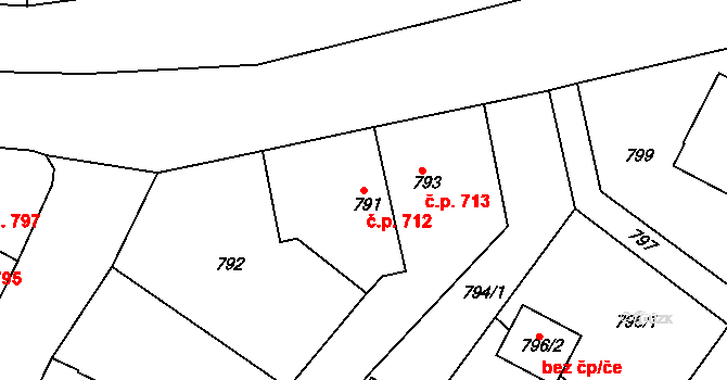 Moravský Krumlov 712 na parcele st. 791 v KÚ Moravský Krumlov, Katastrální mapa