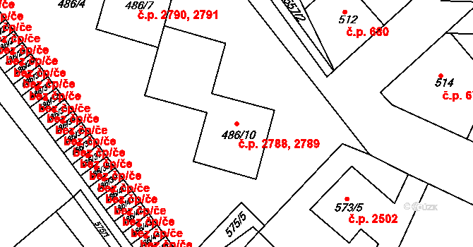 Mělník 2788,2789 na parcele st. 486/10 v KÚ Mělník, Katastrální mapa