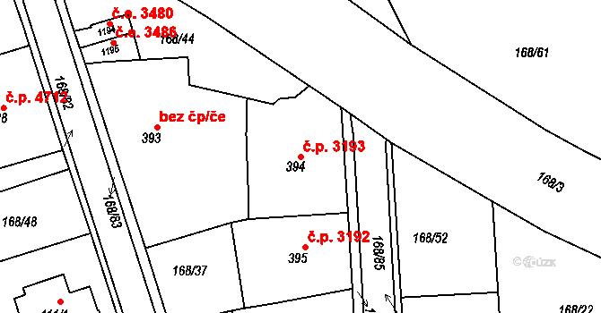 Jihlava 3193 na parcele st. 394 v KÚ Bedřichov u Jihlavy, Katastrální mapa