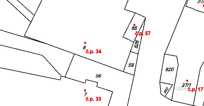 Janovice 34, Polná na parcele st. 6 v KÚ Janovice u Polné, Katastrální mapa