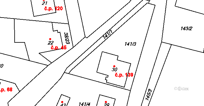 Bítovčice 139 na parcele st. 30 v KÚ Dolní Bítovčice, Katastrální mapa