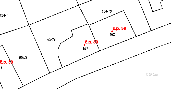 Žernovka 59, Mukařov na parcele st. 161 v KÚ Žernovka, Katastrální mapa