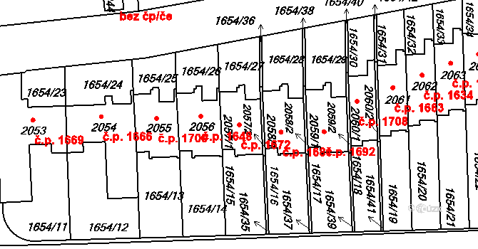 Brandýs nad Labem 1672, Brandýs nad Labem-Stará Boleslav na parcele st. 2057/1 v KÚ Brandýs nad Labem, Katastrální mapa