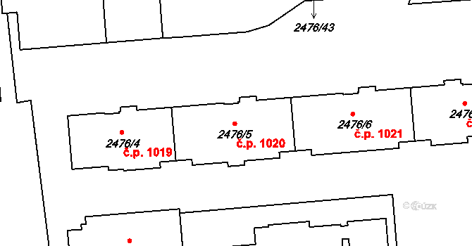 Třeboň II 1020, Třeboň na parcele st. 2476/5 v KÚ Třeboň, Katastrální mapa