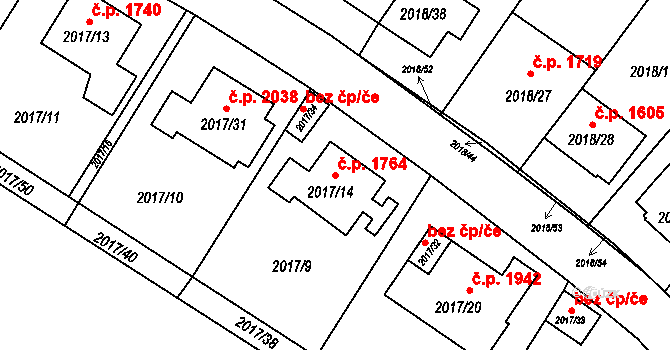 Boskovice 1764 na parcele st. 2017/14 v KÚ Boskovice, Katastrální mapa