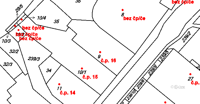 Krňovice 16, Třebechovice pod Orebem na parcele st. 9 v KÚ Krňovice, Katastrální mapa