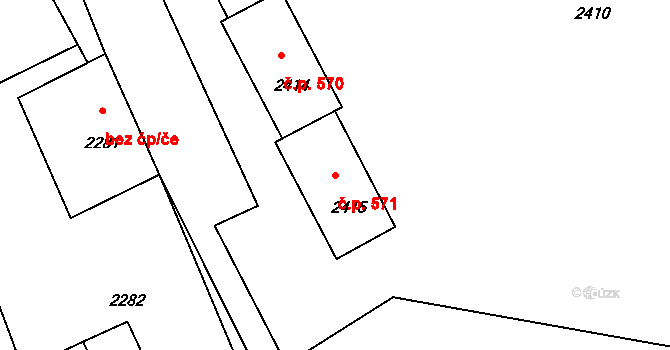 Mimoň I 571, Mimoň na parcele st. 2415 v KÚ Mimoň, Katastrální mapa