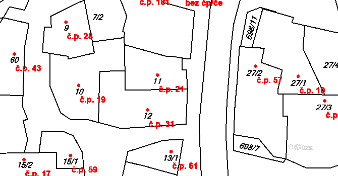 Poplze 21, Libochovice na parcele st. 11 v KÚ Poplze, Katastrální mapa