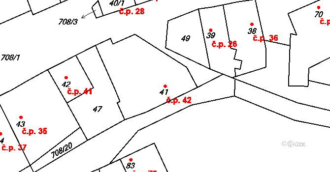 Vrbka 42, Budyně nad Ohří na parcele st. 41 v KÚ Vrbka u Roudníčku, Katastrální mapa