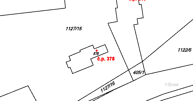 Miletín 378 na parcele st. 578 v KÚ Miletín, Katastrální mapa