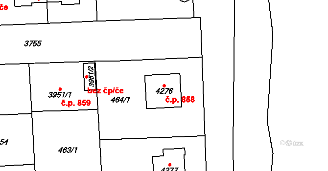 Žamberk 858 na parcele st. 4276 v KÚ Žamberk, Katastrální mapa