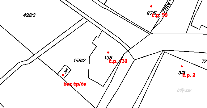 Dukovany 132 na parcele st. 135 v KÚ Dukovany, Katastrální mapa