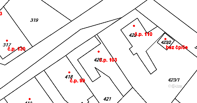 Vrbice 103, Bohumín na parcele st. 420 v KÚ Vrbice nad Odrou, Katastrální mapa