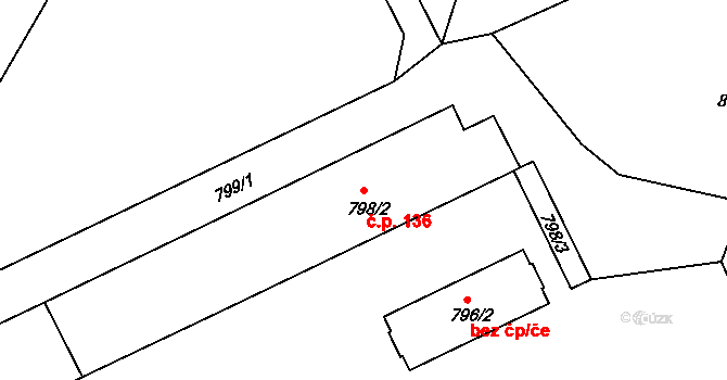 Trnitá 136, Brno na parcele st. 798/2 v KÚ Trnitá, Katastrální mapa