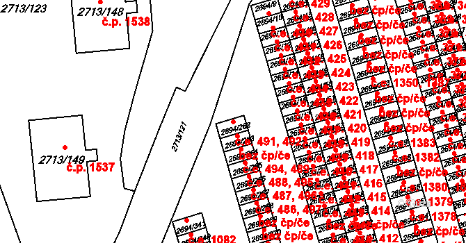 Pelhřimov 492 na parcele st. 2694/262 v KÚ Pelhřimov, Katastrální mapa