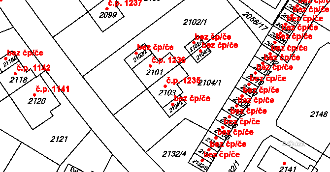 Sokolov 1235 na parcele st. 2103 v KÚ Sokolov, Katastrální mapa